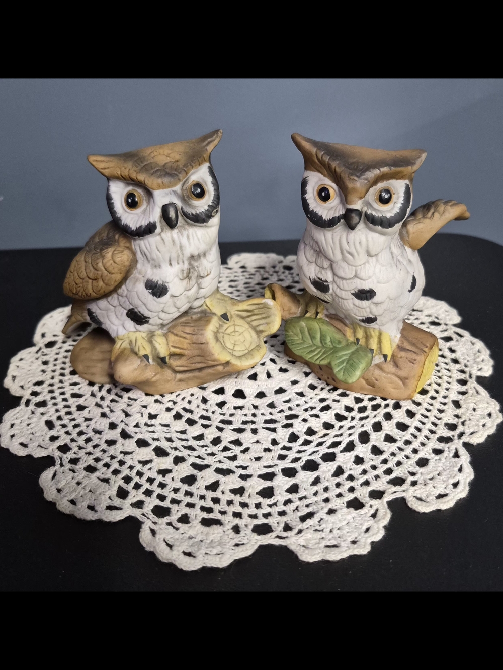 Vintage HOMCO Ceramic Owl Figurine Pair in Brown and White
